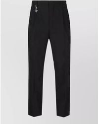 Prada - Cotton Tapered Trousers Charm Detail Belt - Lyst