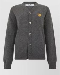 COMME DES GARÇONS PLAY - Wool Cardigan V Neck Long Sleeves - Lyst