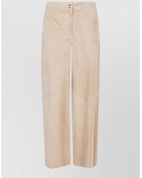 Via Masini 80 - Suede Leather High Waist Wide Leg Trousers - Lyst
