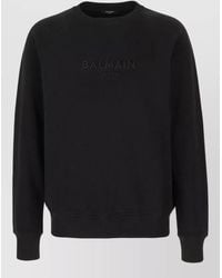 Balmain - Cotton Logo-Embroidered Crewneck Sweatshirt - Lyst