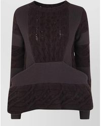 Sacai - Wool Crew Neck Cable Knit Pullover - Lyst