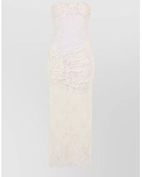 The Mannei - Long Lace Strapless Ruched Evening Dress - Lyst