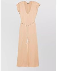 forte_forte - V-Neck Short-Sleeve Midi Dress - Lyst