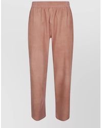 Via Masini 80 - Suede Leather Trousers Elastic Waistband Wide Leg - Lyst
