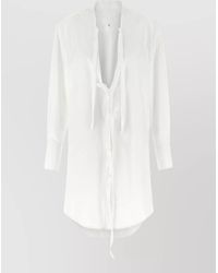 Maison Margiela - Cotton V-Neck Long-Sleeve Asymmetric Mini Shirt Dress - Lyst