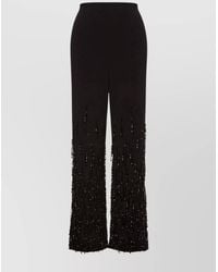 Alberta Ferretti - Flared High Waist Trousers With Beaded Embellishments - Lyst