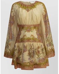 Zimmermann - Indra Dress Long Sleeves Floral Sheer - Lyst