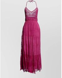 Guess - Halter Neck Dress Tiered Skirt Lace - Lyst