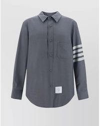 Thom Browne - Striped Sleeve Oversized Shirt - Lyst