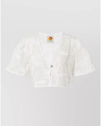 FARM Rio - Embroidered V-Neck Short-Sleeve Blouse - Lyst