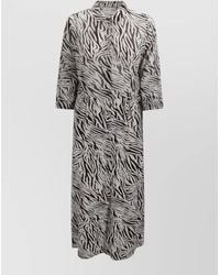 Whyci - Belted Zebra Print Shirt Dress - Lyst