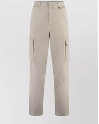 Fendi - Gabardine Cotton Trousers Straight Leg Cargo Pockets - Lyst