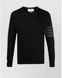 Thom Browne - Fine-Knit Wool-Bar Crew-Neck Jumper - Lyst
