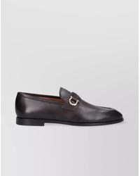Ferragamo - Buckle Detail Leather Sole Round Toe Loafers - Lyst