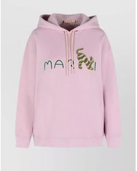 Marni - Hooded Long Sleeve Cotton Sweatshirt - Lyst