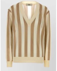 Fendi - Silk Blend Sweater V Neckline Stripes - Lyst