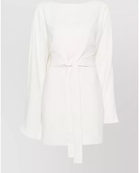 P.A.R.O.S.H. - Belted Waist Dress Long Sleeves Boat Neck - Lyst