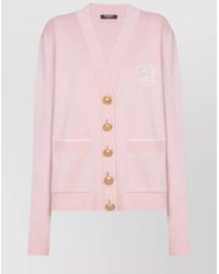 Balmain - Emblem Embroidered Knit Cardigan - Lyst