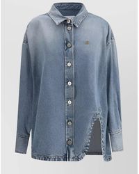 The Attico - Oversized Denim Shirt With Wide Bell Sleeves - Lyst