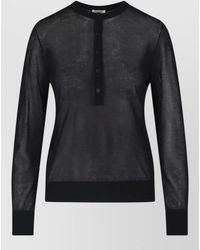 Filippa K - Long Sleeve Knit Top Sheer Ribbed - Lyst
