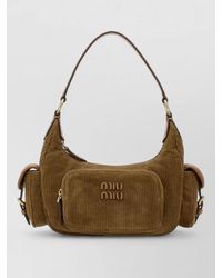 Miu Miu - Corduroy Shoulder Bag Front Pocket Strap - Lyst