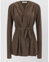 Max Mara - Silk Blend Belted Long Sleeve Cardigan - Lyst
