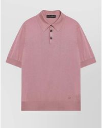 Dolce & Gabbana - Polo Shirt Collar Ribbed Cuffs Short Sleeves - Lyst
