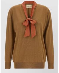 Valentino Garavani - Cashmere V-Neck Ribbed Hem Long-Sleeve Sweater - Lyst