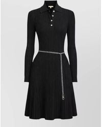 Michael Kors - Knit Polo Dress Belt And Flared Skirt - Lyst