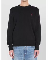 Ami Paris - Crewneck Sweater With Contrasted "Ami De Coeur - Lyst