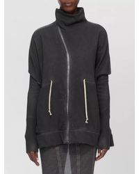 Rick Owens - Asymmetric Zip Cotton Funnel Neck Fitted Jacket - Lyst