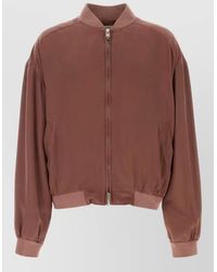 Versace - Silk Bomber Jacket Long Sleeves Ribbed Trims - Lyst