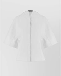 Jacquemus - Boat Neck Short Sleeve Cotton Blouse - Lyst