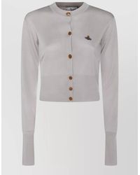 Vivienne Westwood - Silk Wool Cropped Crewneck Cardigan - Lyst