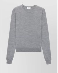 Saint Laurent - Virgin Wool Fitted Crew Neck Sweater - Lyst