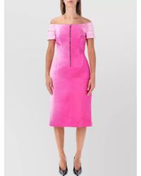 Prada - Silk Off-The-Shoulder Midi Dress - Lyst