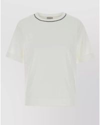 Brunello Cucinelli - Cotton T Shirt Contrast Trim Crew Neck - Lyst