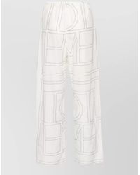 TOTEME - Monogram Wide Leg Cotton Blend Trousers - Lyst