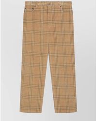 Burberry - Sand-Coloured Check Corduroy Trousers - Lyst
