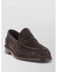 Tricker's - Adam Suede Penny Strap Round Toe Loafers - Lyst