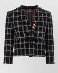 Thom Browne - Checked Tweed V-Neck Cardigan Jacket - Lyst
