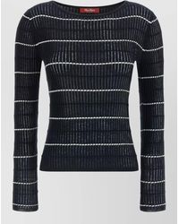 Max Mara - Mstpedone Round Neck Striped Ribbed Sweater - Lyst