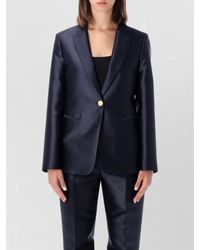 Alberta Ferretti - Mikado Tailored Jacket Long Sleeves Buttons - Lyst