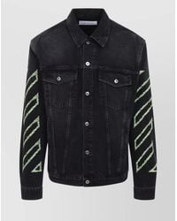 Off-White c/o Virgil Abloh - Arrow Outline Denim Jacket With Irregular Diagonal Stitching - Lyst