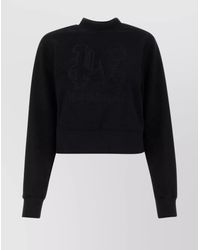 Palm Angels - Cotton Cropped Ribbed Sweatshirt - Lyst