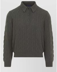 Ralph Lauren - Cable Knit Cashmere Polo Sweater - Lyst