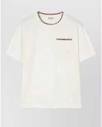 Burberry - Cotton Check Trim Short-Sleeve T-Shirt - Lyst