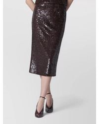 P.A.R.O.S.H. - High Waist Sequin Midi Skirt Back Slit - Lyst