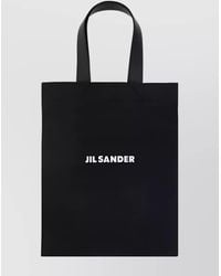Jil Sander - Linen Blend Medium Logo-Print Tote Bag - Lyst