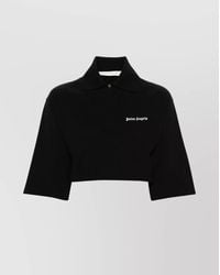 Palm Angels - Cotton Cropped Short-Sleeve Polo Shirt - Lyst